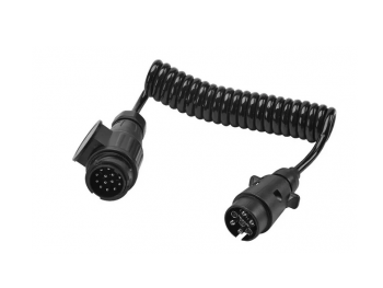 Špirál.kábel 1,5 m 2x zástrčka 7/13 pol.12V E1386